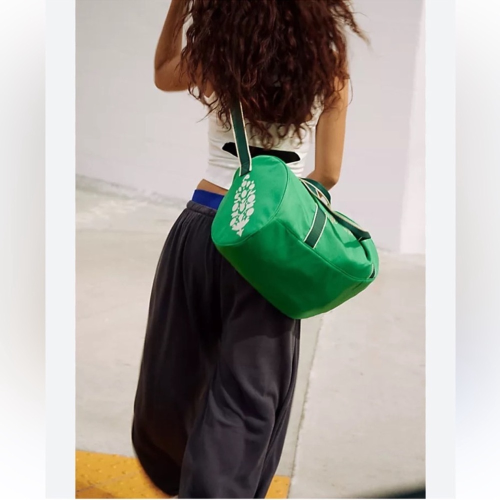 Free People GREEN Floral Duffle Travel Bag